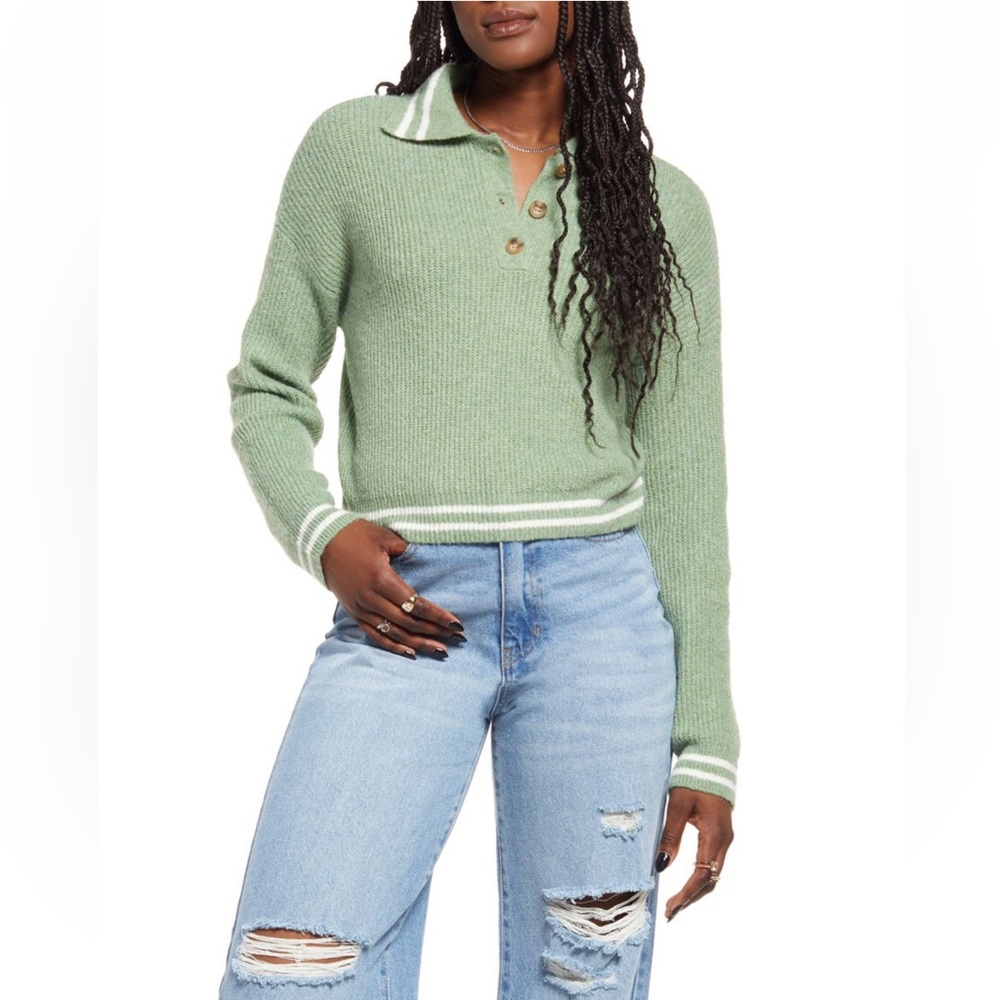NWT Ribbed Long Sleeve Polo Sweater